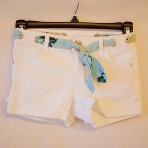 White jean shorts
